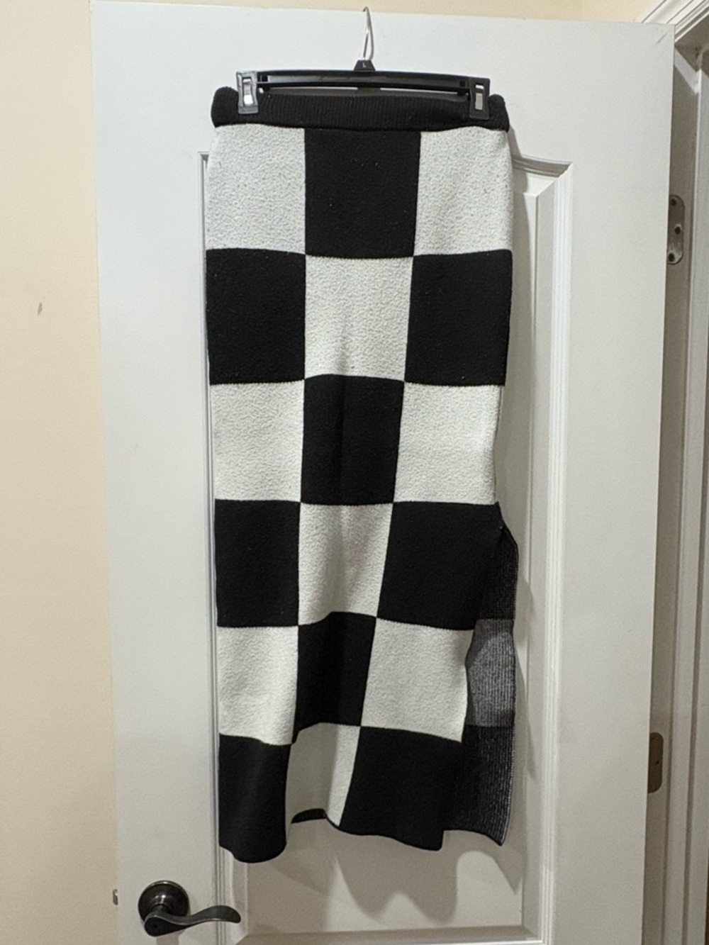 Black and White Checker Midi Skirt